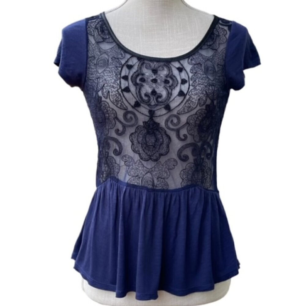AMERICAN EAGLE Beaded Lace Sheer Top